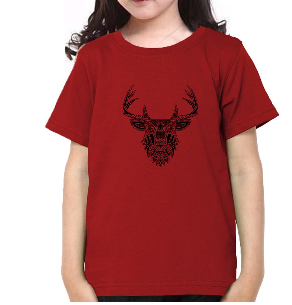 ETHINIC DEER Half Sleeves T-Shirt For Girls -FunkyTeesClub