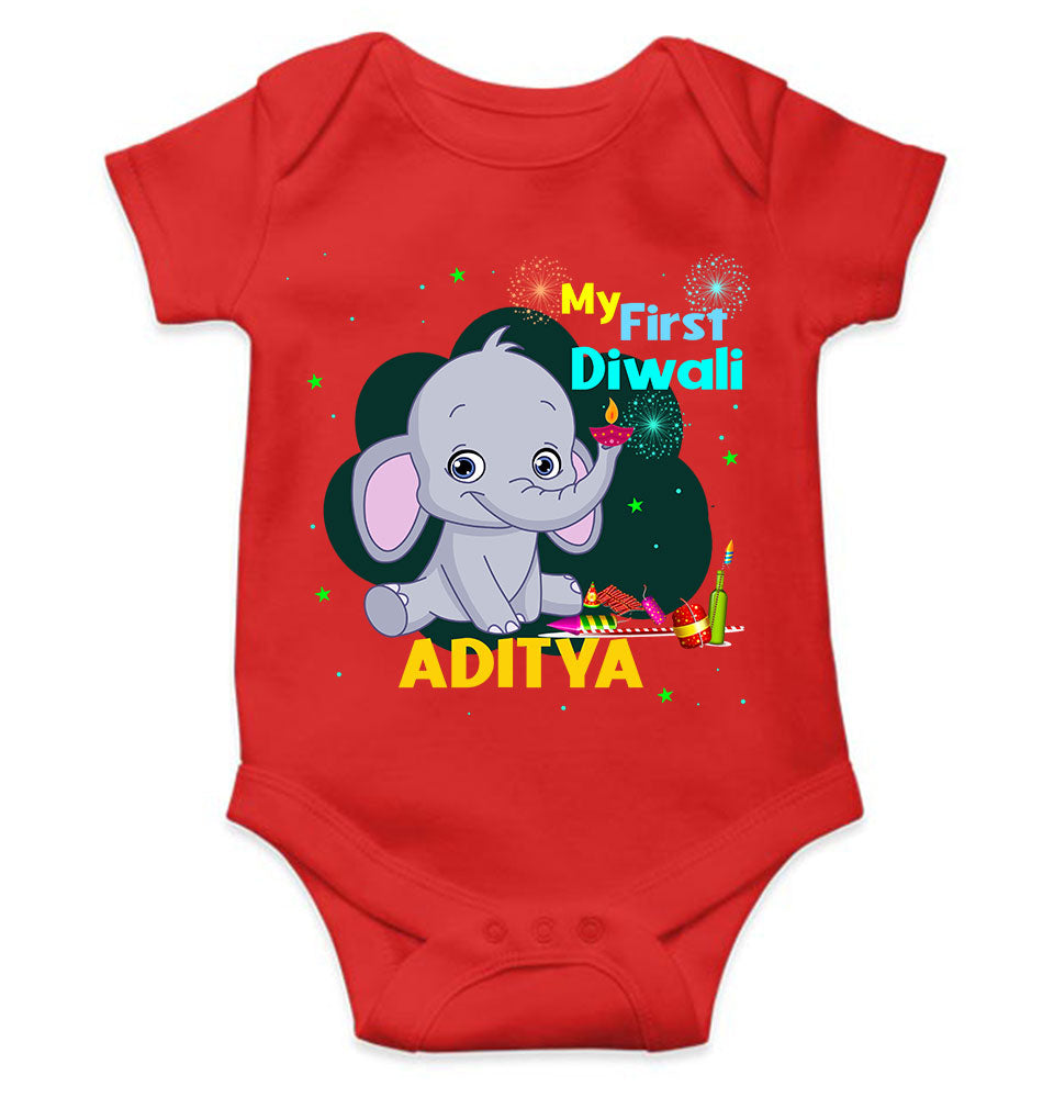 Custom Name My First Diwali Rompers for Baby Boy- FunkyTeesClub