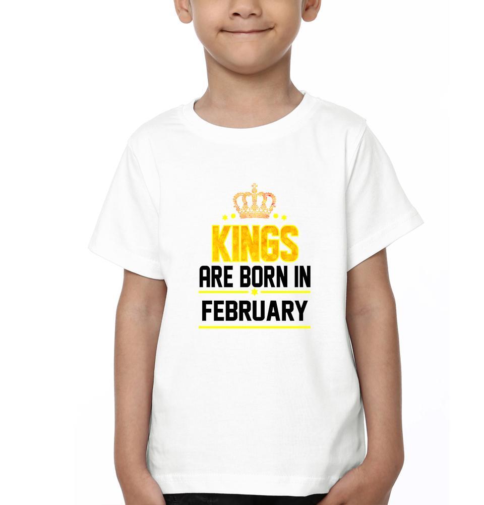 Kings Are Born In February Half Sleeves T-Shirt for Boy-FunkyTeesClub