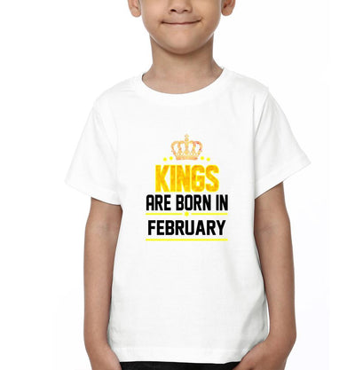 Kings Are Born In February Half Sleeves T-Shirt for Boy-FunkyTeesClub