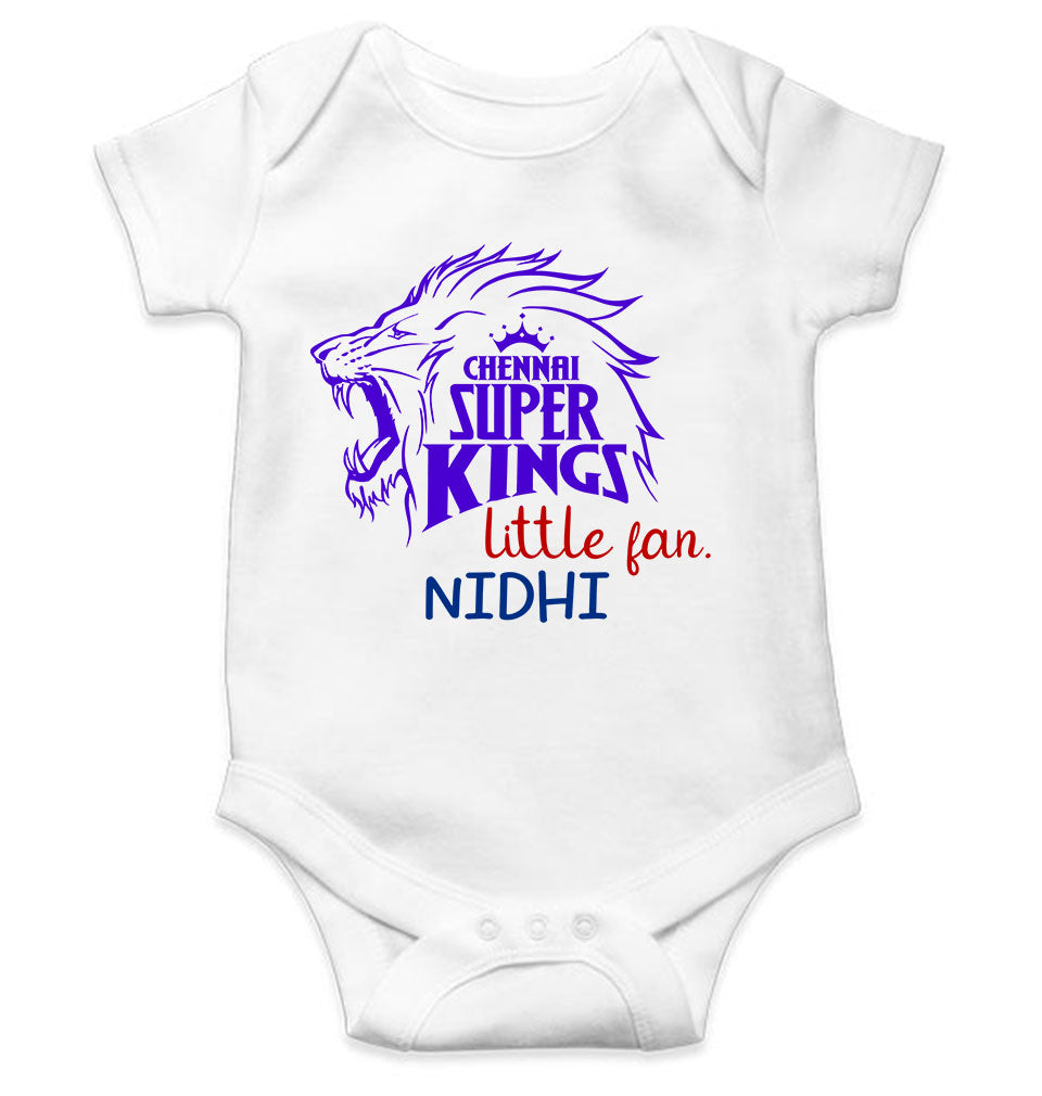 Custom Name IPL CSK Chennai Super Kings Little Fan Rompers for Baby Girl- FunkyTeesClub