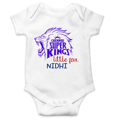 Custom Name IPL CSK Chennai Super Kings Little Fan Rompers for Baby Girl- FunkyTeesClub