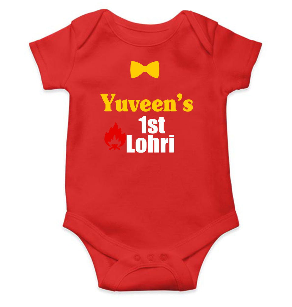 Custom Baby Name First Lohri Rompers for Baby Boy- FunkyTeesClub