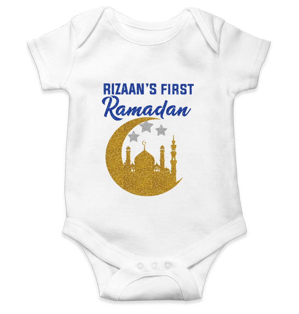First Ramadan Custom Name Eid Rompers for Baby Boy- FunkyTeesClub