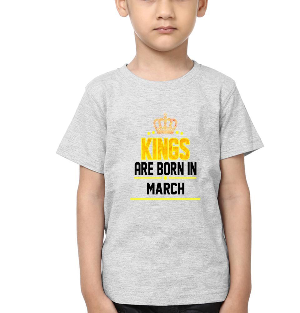 Kings Are Born In March Half Sleeves T-Shirt for Boy-FunkyTeesClub