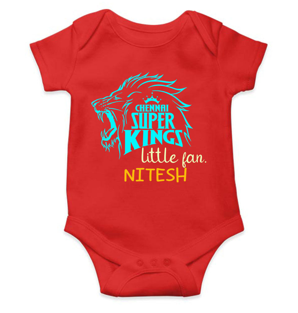Custom Name IPL CSK Chennai Super Kings Little Fan Rompers for Baby Boy- FunkyTeesClub