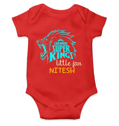 Custom Name IPL CSK Chennai Super Kings Little Fan Rompers for Baby Boy- FunkyTeesClub