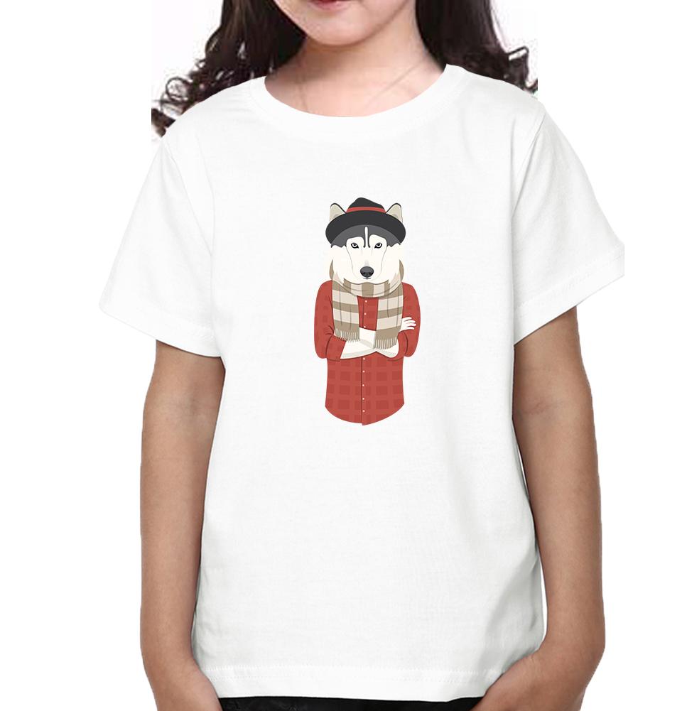 Hipster Wolf Half Sleeves T-Shirt For Girls -FunkyTeesClub