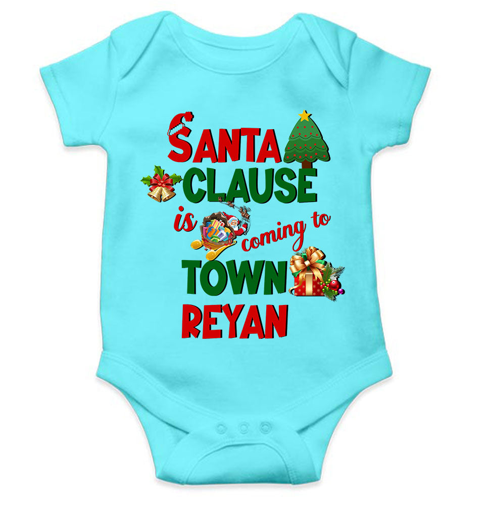 Custom Name Santa Clause Is Coming To Town Christmas Rompers for Baby Boy- FunkyTeesClub