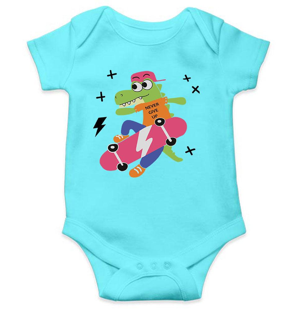 Skateboard Crocodile Cartoon Rompers for Baby Boy- FunkyTeesClub