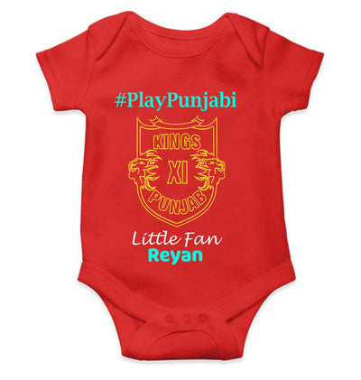 Custom Name IPL PBKS Punjab Kings PlayPunjabi Kings Eleven Punjab Rompers for Baby Boy- FunkyTeesClub