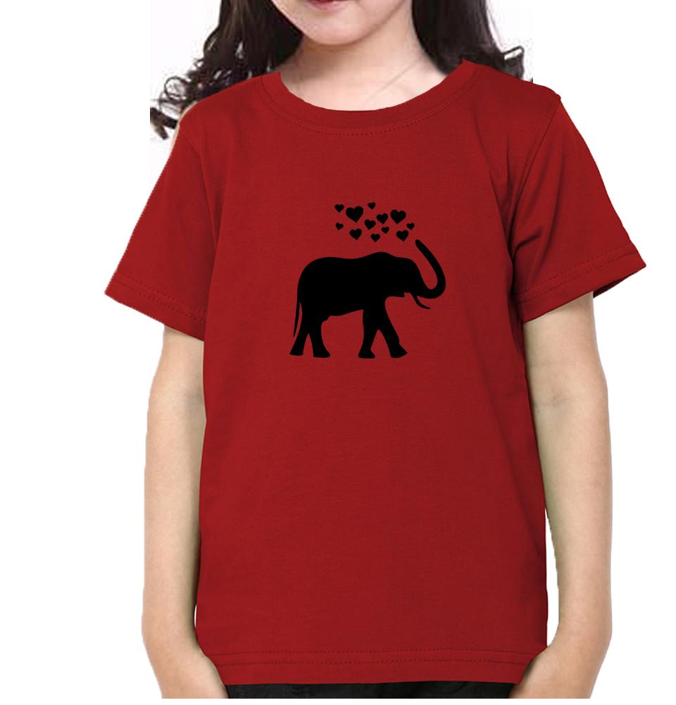 Elephant Hearts Half Sleeves T-Shirt For Girls -FunkyTeesClub