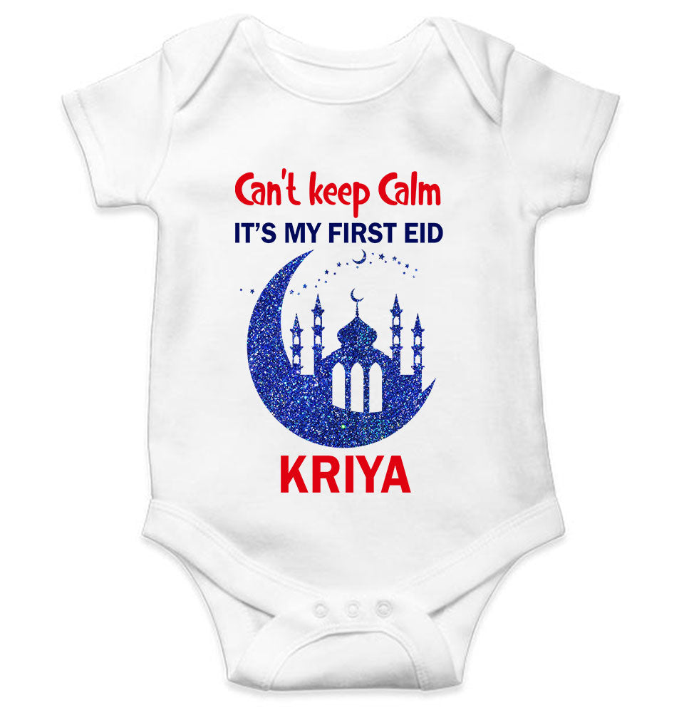 Custom Name Cant Keep Calm My First Eid Rompers for Baby Girl- FunkyTeesClub