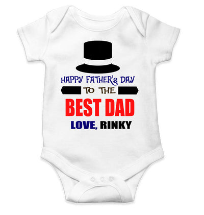 Custom Name Happy Fathers Day To The Best Dad Rompers for Baby Girl- FunkyTeesClub