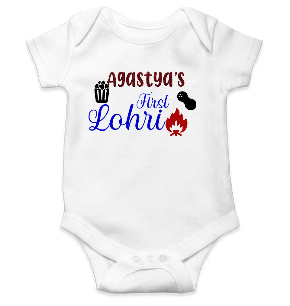 Custom Baby Name First Lohri Rompers for Baby Girl- FunkyTeesClub