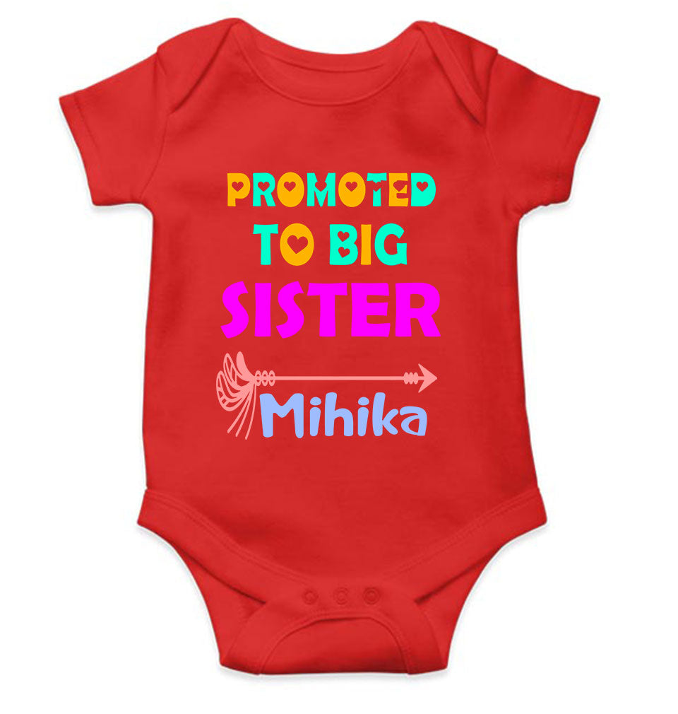 Custom Name Promoted To Big Sister Rakhi Rompers for Baby Girl- FunkyTeesClub