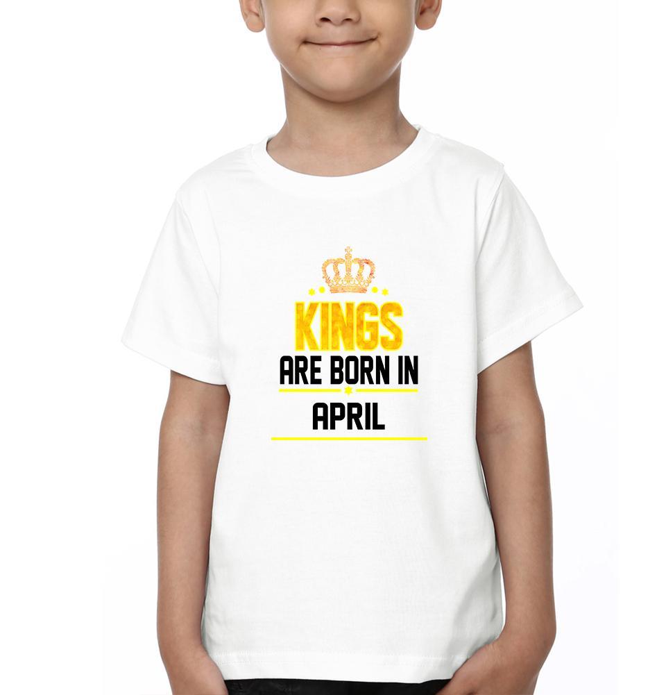 Kings Are Born In April Half Sleeves T-Shirt for Boy-FunkyTeesClub