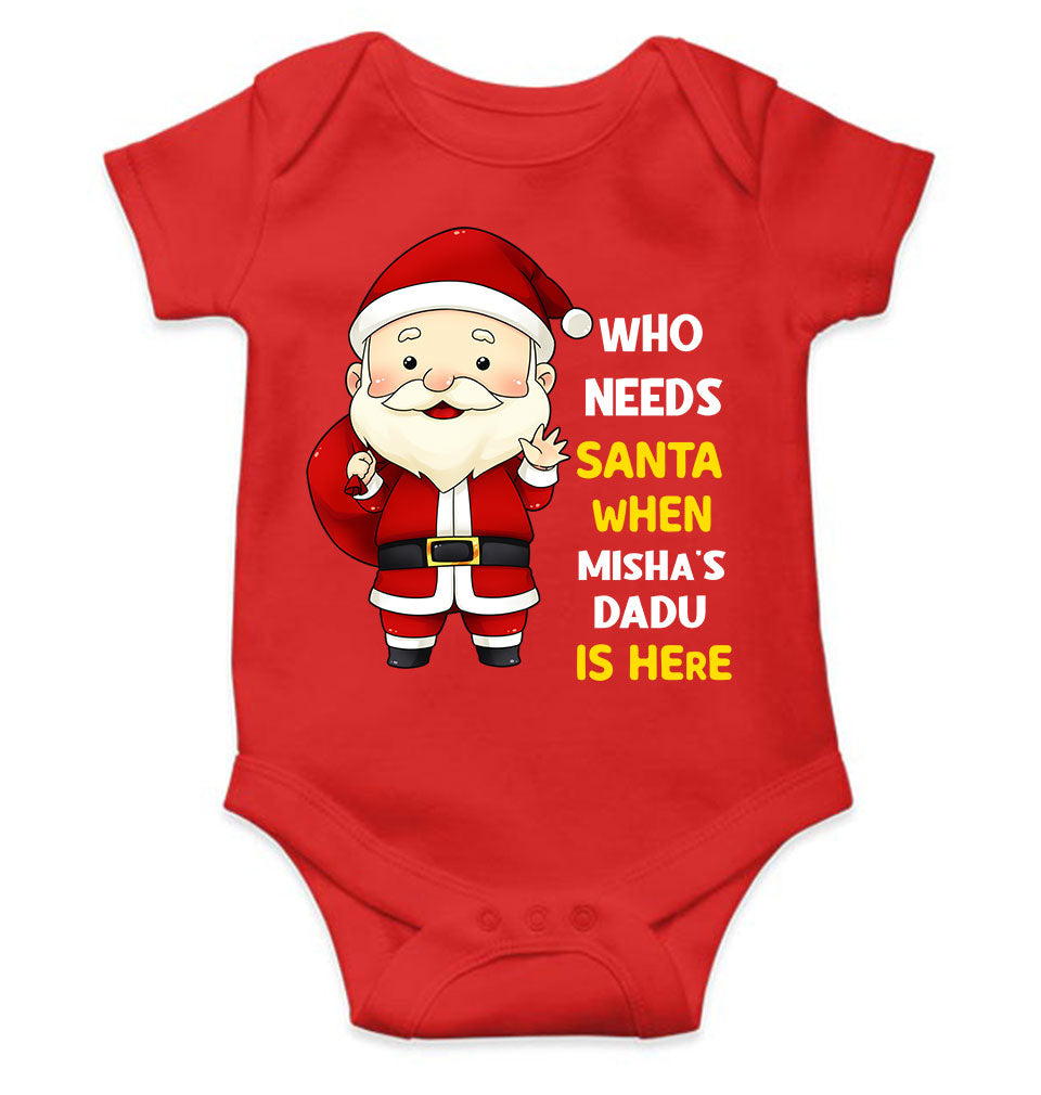 Customized Name Santa Dadu Is Here Christmas Rompers for Baby Girl- FunkyTeesClub