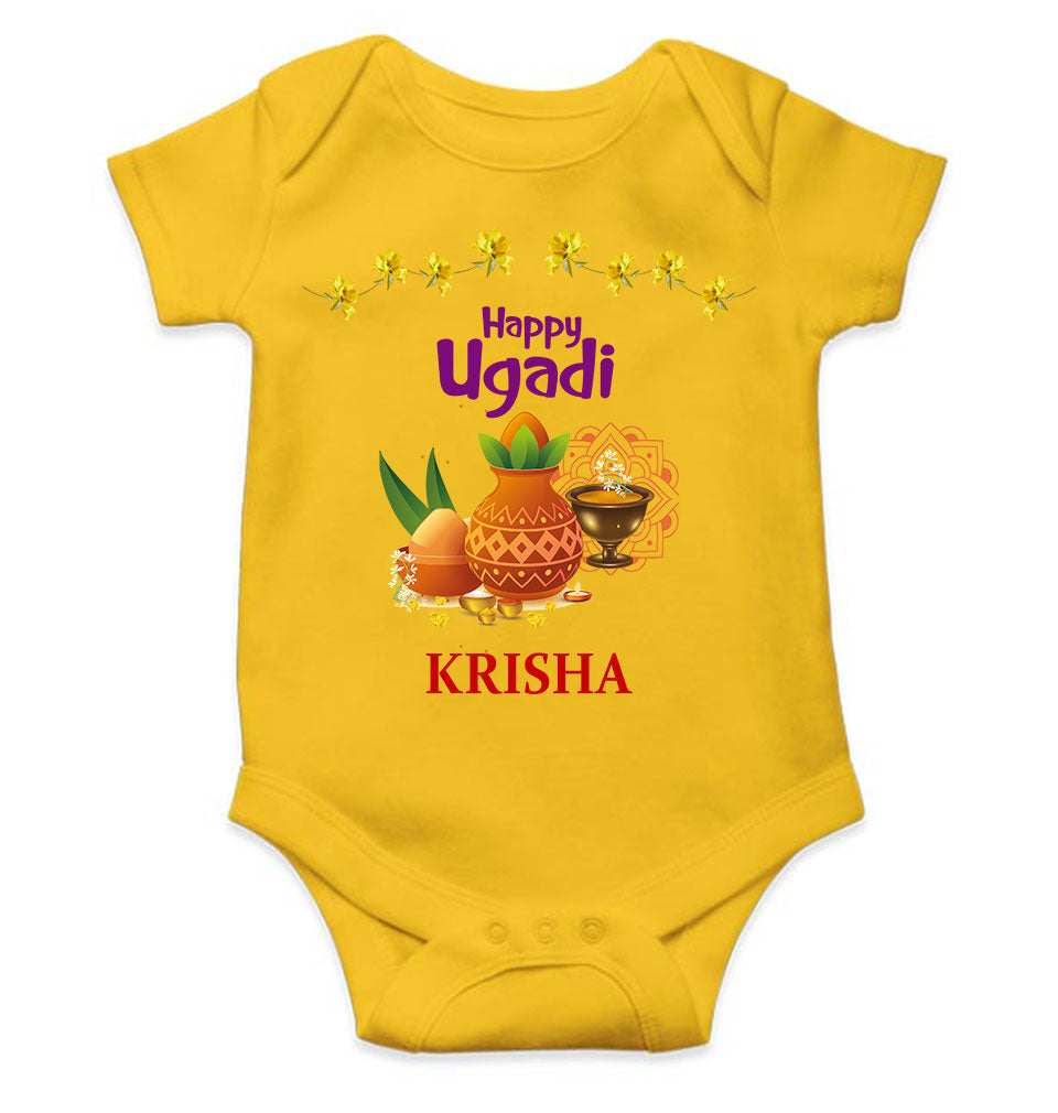 Custom Name Happy Ugadi Rompers for Baby Girl- FunkyTeesClub