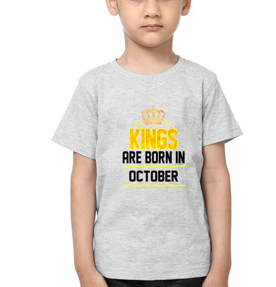 Kings Are Born In October Half Sleeves T-Shirt for Boy-FunkyTeesClub