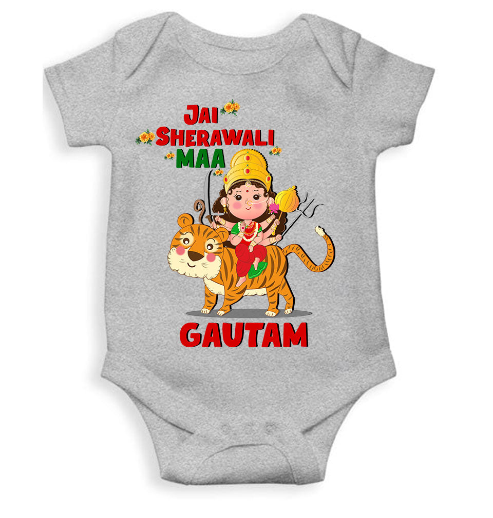 Custom Name Jai Sherawali Maa Navratri Rompers for Baby Boy- FunkyTeesClub