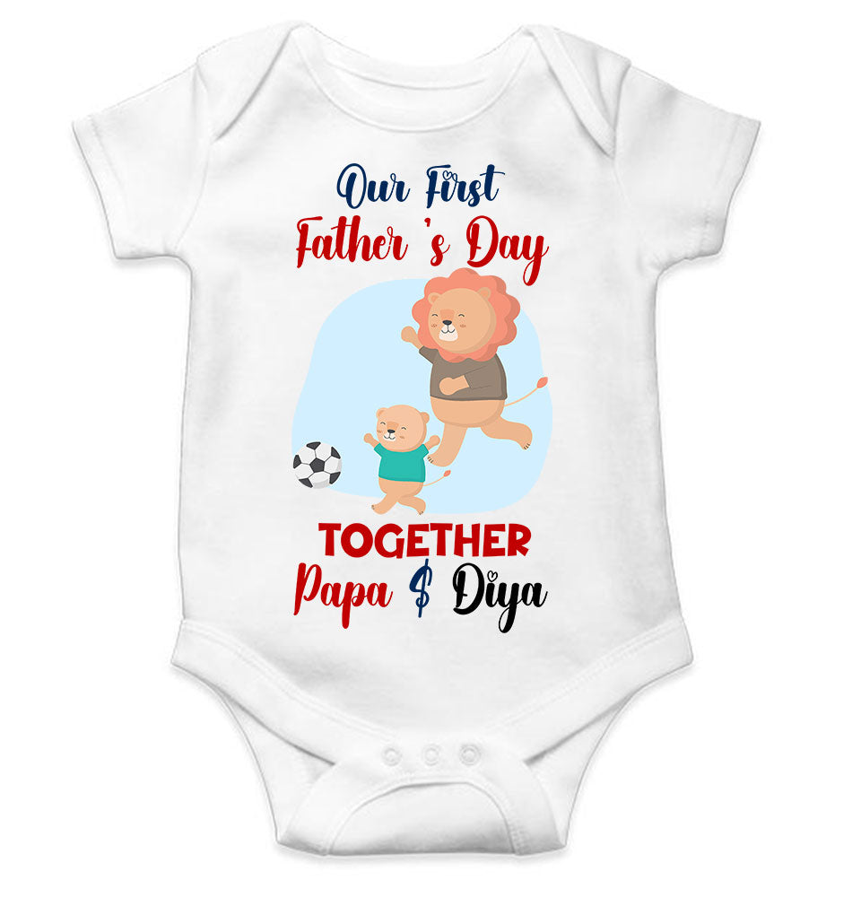 Custom Name Our First Father Day Rompers for Baby Girl- FunkyTeesClub