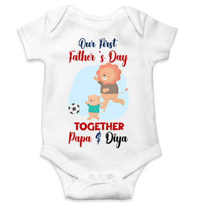 Custom Name Our First Father Day Rompers for Baby Girl- FunkyTeesClub