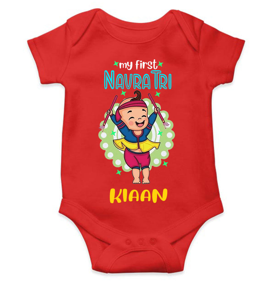 Custom Name My First Navratri Rompers for Baby Boy- FunkyTeesClub