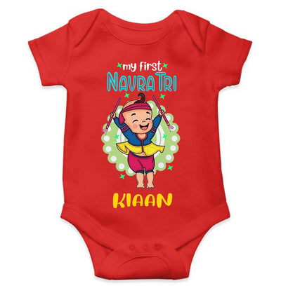 Custom Name My First Navratri Rompers for Baby Boy- FunkyTeesClub