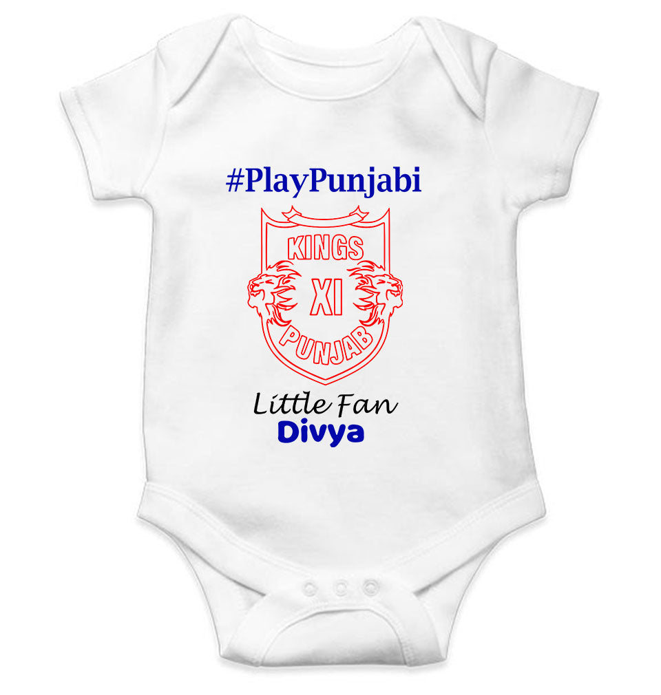 Custom Name IPL PBKS Punjab Kings PlayPunjabi Kings Eleven Punjab Rompers for Baby Girl- FunkyTeesClub