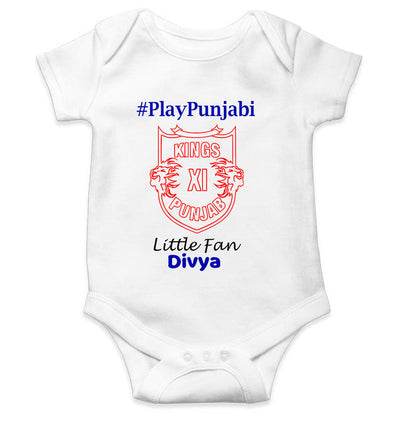 Custom Name IPL PBKS Punjab Kings PlayPunjabi Kings Eleven Punjab Rompers for Baby Girl- FunkyTeesClub