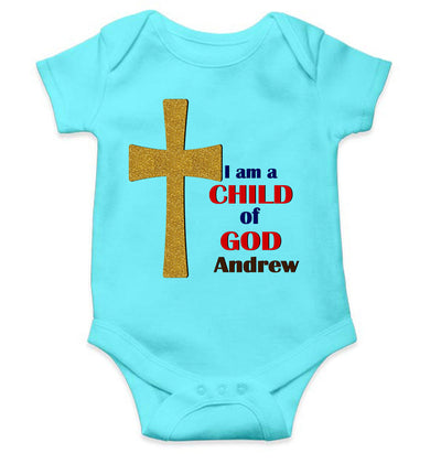 Custom Name Child Of God Baptism Christening Day Rompers for Baby Boy- FunkyTeesClub