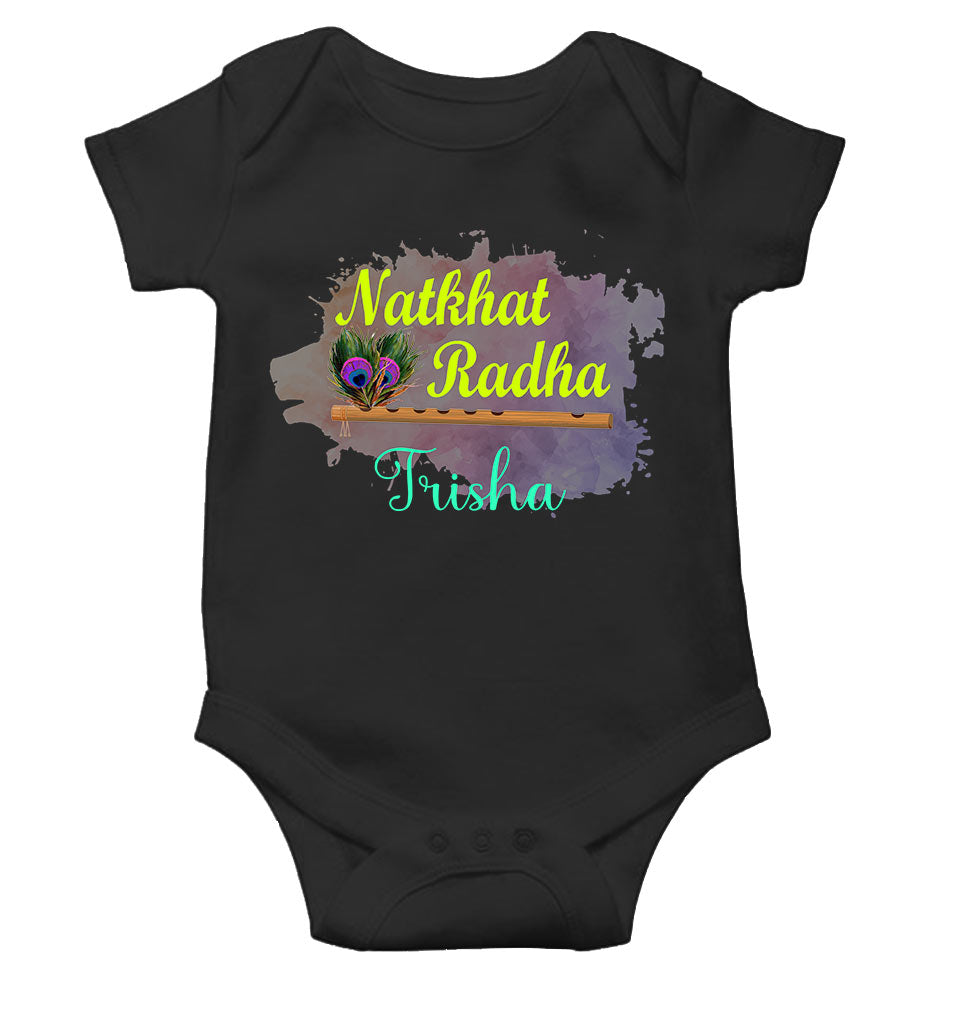 Custom Name Natkhat Radha Janmashtami Rompers for Baby Girl- FunkyTeesClub