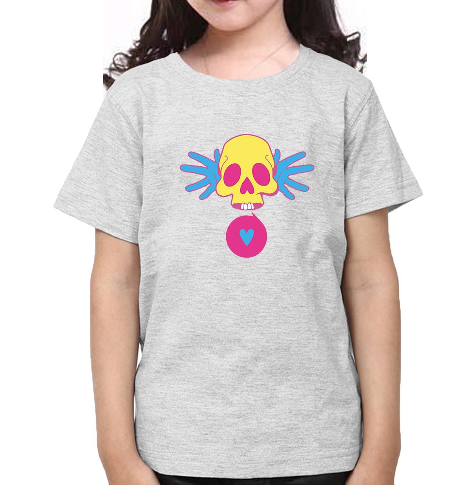 Cartoon Skull Half Sleeves T-Shirt For Girls -FunkyTeesClub