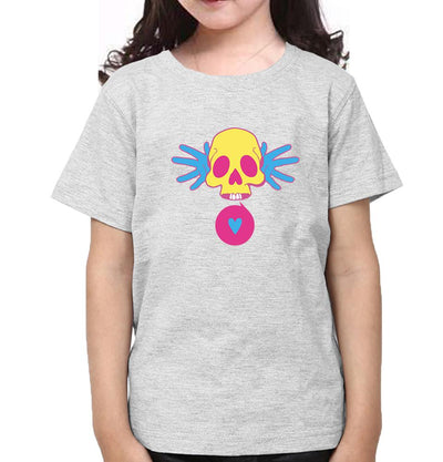 Cartoon Skull Half Sleeves T-Shirt For Girls -FunkyTeesClub