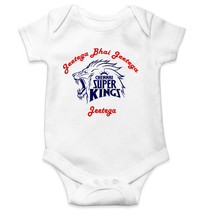 IPL Chennai Super Kings Jeetega Bhai Jeetega CSK Jeetega Rompers for Baby Girl- FunkyTeesClub