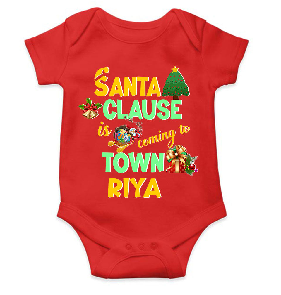 Custom Name Santa Clause Is Coming To Town Christmas Rompers for Baby Girl- FunkyTeesClub