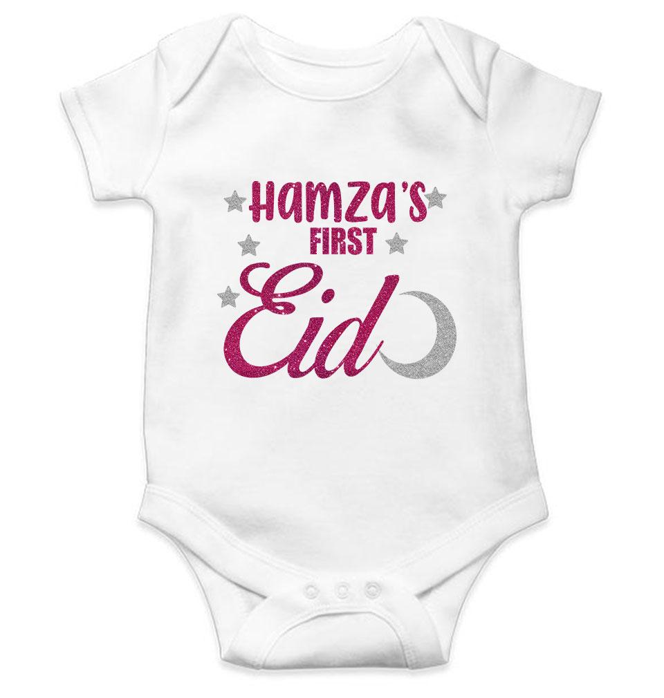 1st Eid Custom Name Rompers for Baby Boy- FunkyTeesClub