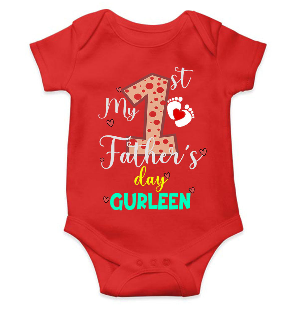 Custom Name First Fathers Day Rompers for Baby Girl- FunkyTeesClub