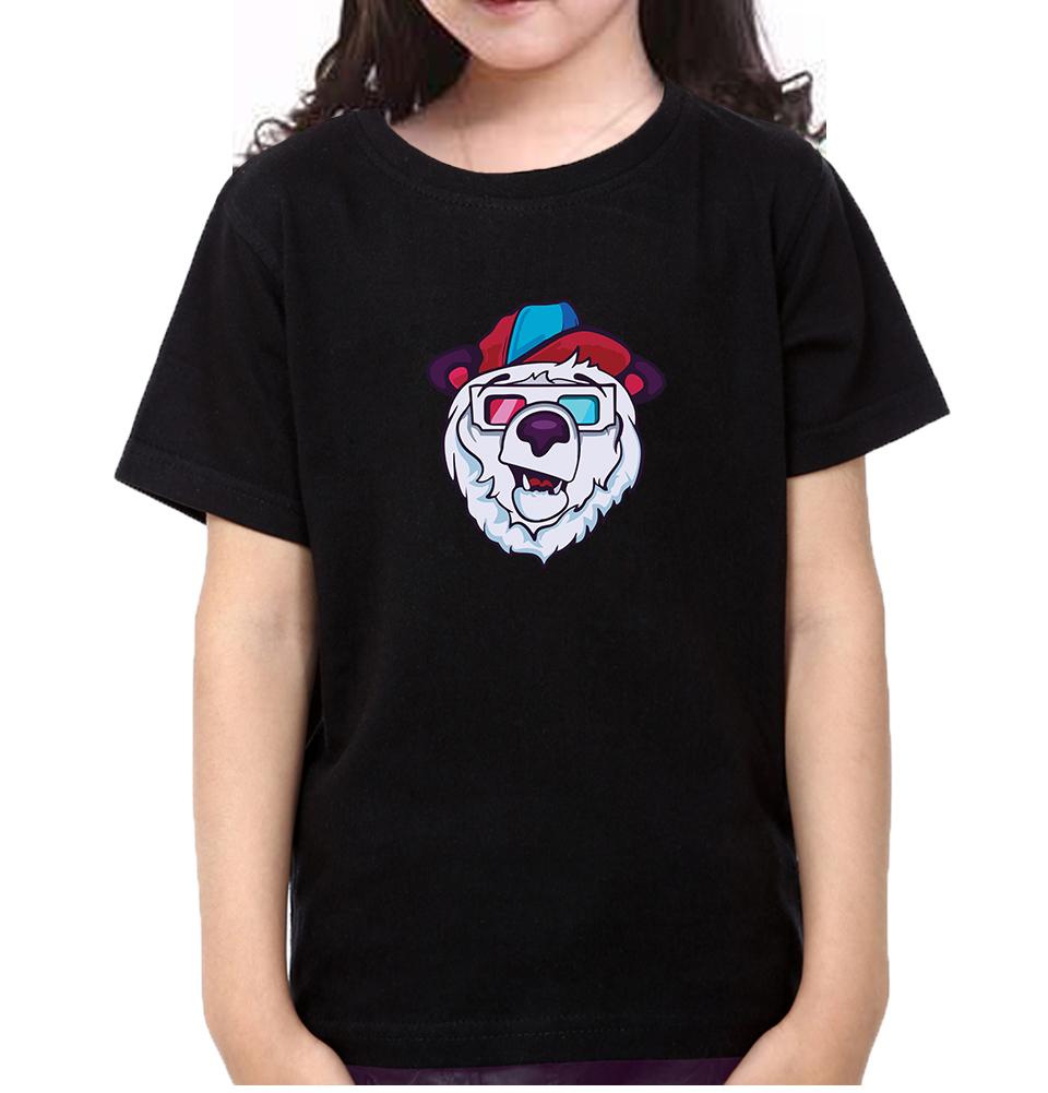 Bear Half Sleeves T-Shirt For Girls -FunkyTeesClub