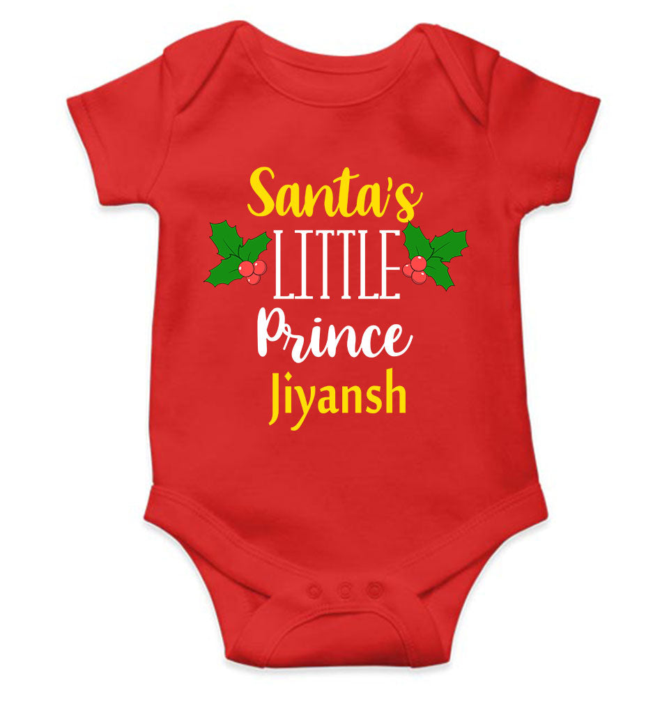 Customized Name Santas Little Prince Christmas Rompers for Baby Boy- FunkyTeesClub
