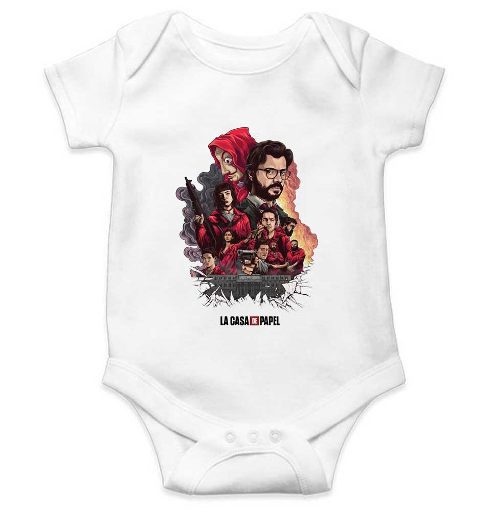 La Casa Da Papel Money Heist  Web Series Rompers for Baby Girl- FunkyTeesClub