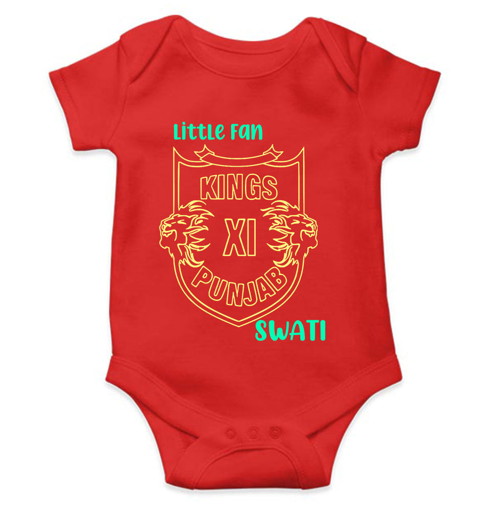 Custom Name IPL PBKS Punjab Super Kings Little Fan Rompers for Baby Girl- FunkyTeesClub
