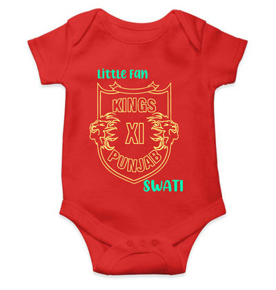 Custom Name IPL PBKS Punjab Super Kings Little Fan Rompers for Baby Girl- FunkyTeesClub