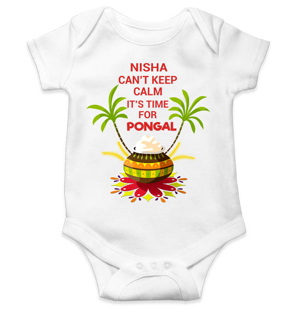 Custom Name Cant Keep Calm Its Time For Pongal Rompers for Baby Girl- FunkyTeesClub