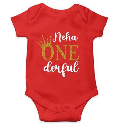 Custom Name First Birthday Rompers for Baby Girl- FunkyTeesClub