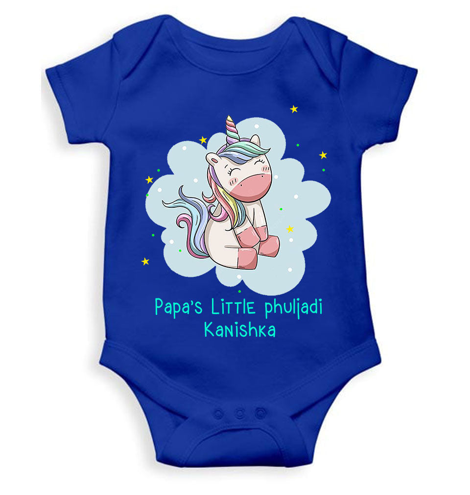 Custom Name Papas Little Phuljadi Diwali Rompers for Baby Girl- FunkyTeesClub