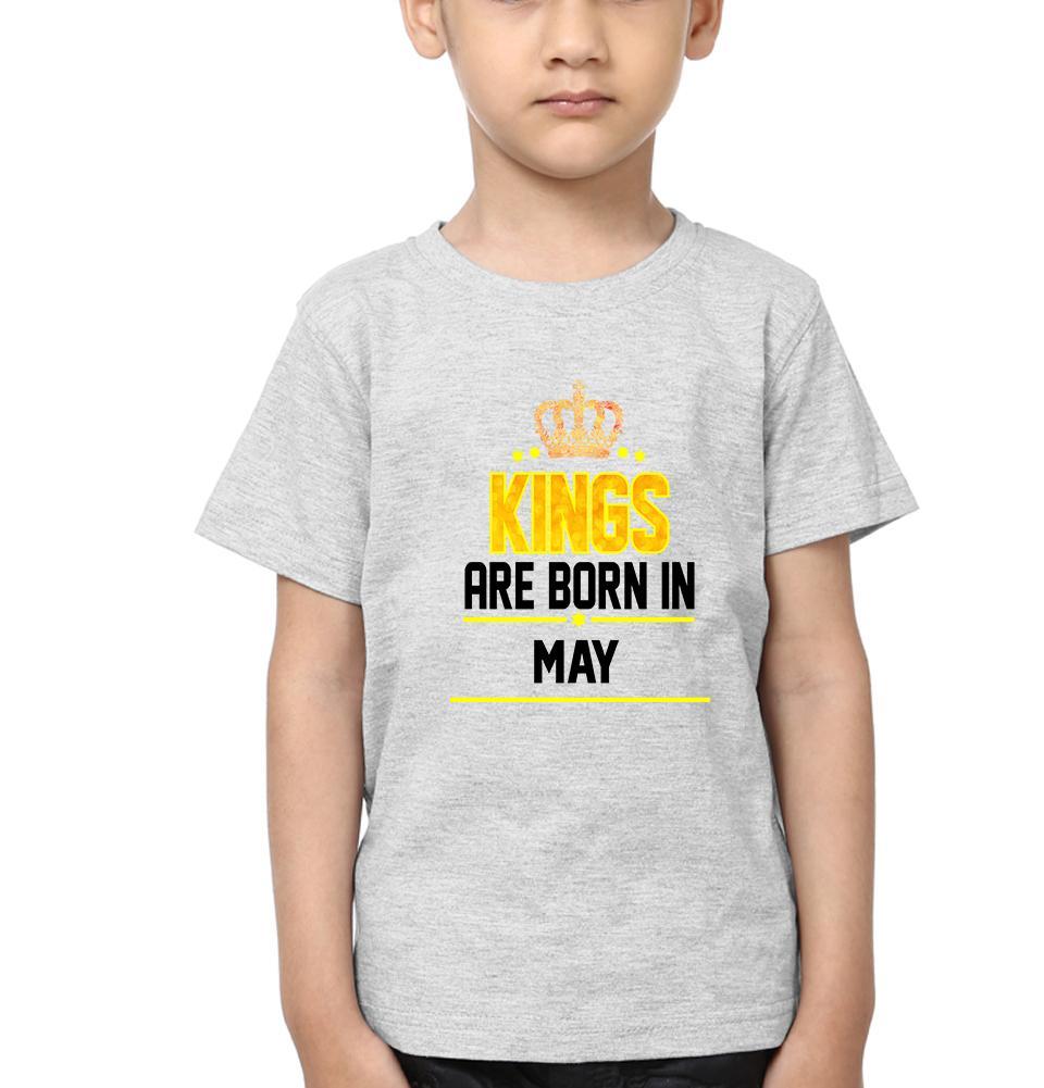 Kings Are Born In May Half Sleeves T-Shirt for Boy-FunkyTeesClub