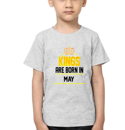 Kings Are Born In May Half Sleeves T-Shirt for Boy-FunkyTeesClub