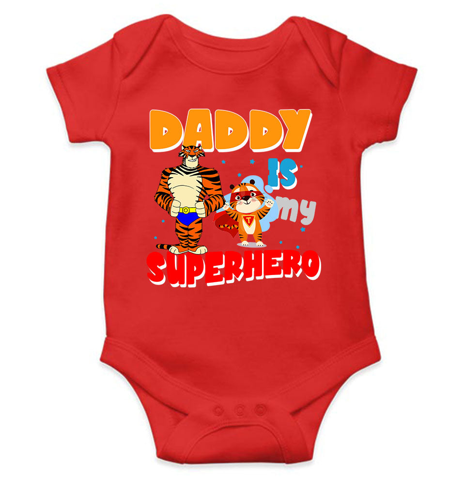 Superhero Dad Cartoon Rompers for Baby Boy- FunkyTeesClub